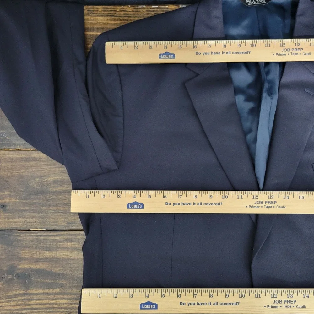 JOS A BANK Men's Sport Coat Blazer Two Golden Button Navy Twill‎ Wool Size 40R